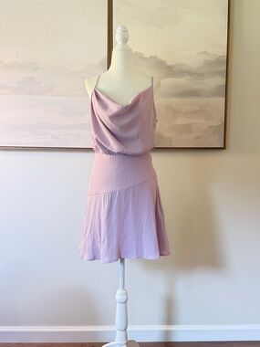 MOD on Trend Lavender Satin Cowl Neck Sleeveless Mini Dress Size Small